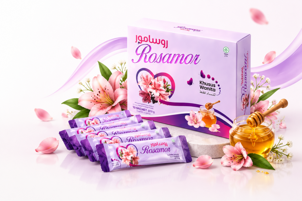 Kemasan dan sachet Rosamor Care Indonesia